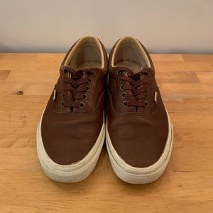 VANS Era Brown Leather Sneakers — Size 9.0 US